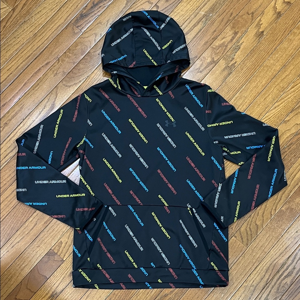 Boys XL Under Armour Multicolor Logo Black Hoodie